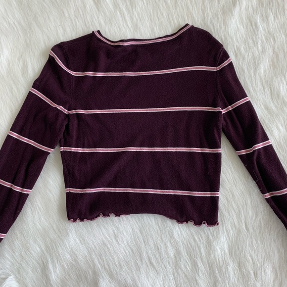 Forever 21 burgundy striped crop top - Picture 2 of 3